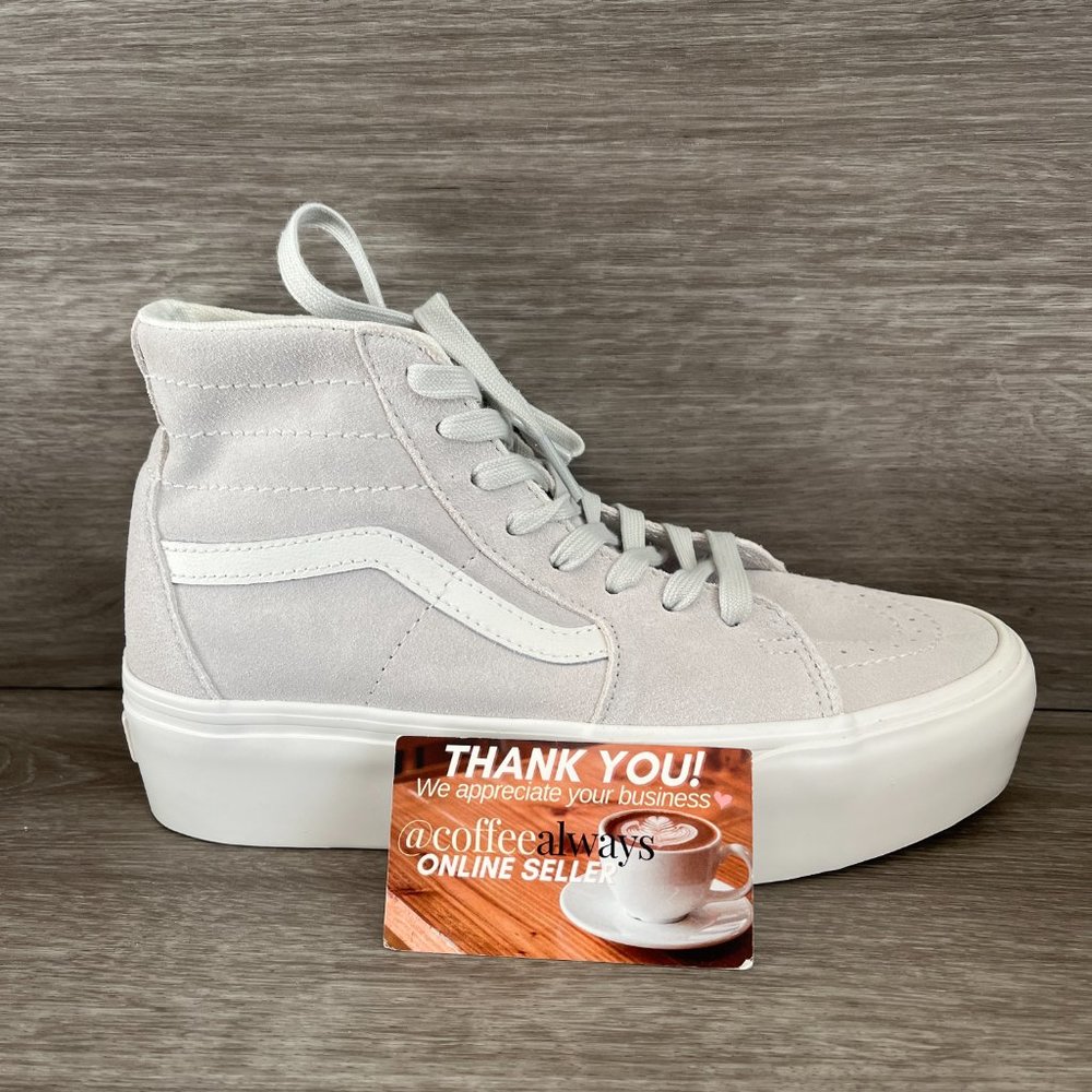 Vans Sk8-Hi Tapered Soft Suede Stackform Dawn Blue Gray White Women's NWB - Picture 3 of 8